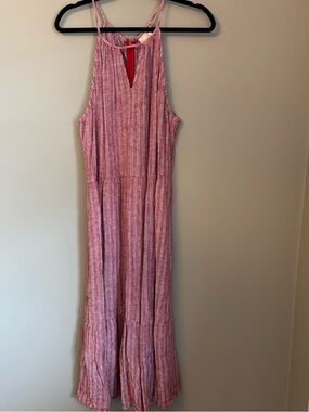 Universal Thread Red Patterned Maxi Dress XL | Sleeveless Boho Tiered Dress